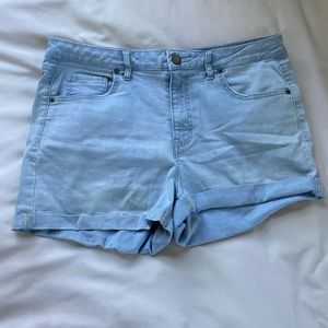Light wash high waisted jean shorts